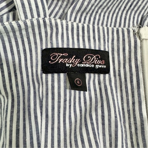 The Trashy Diva Apple Tart Dress Seersucker Ruffle Bust Size 4 Swing Dress - Picture 3 of 11